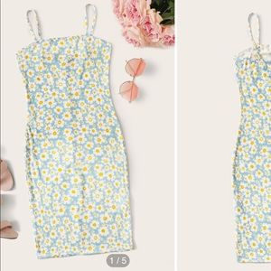 Floral Print Bodycon Mini Dress Aqua